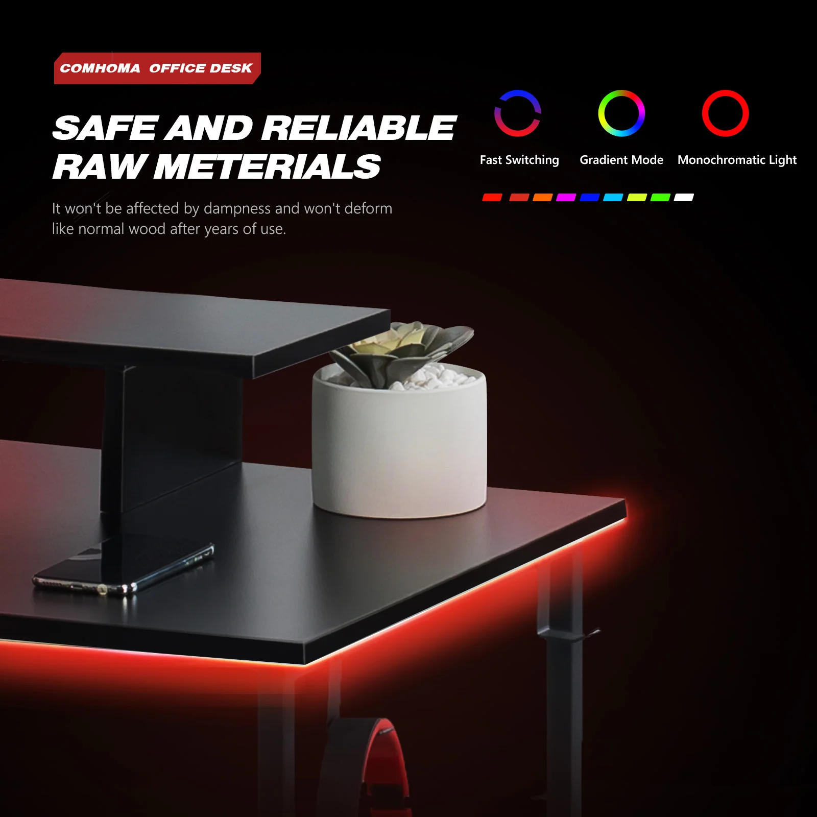 L-Shaped LED Gaming Desk with Monitor Stand - Image 24