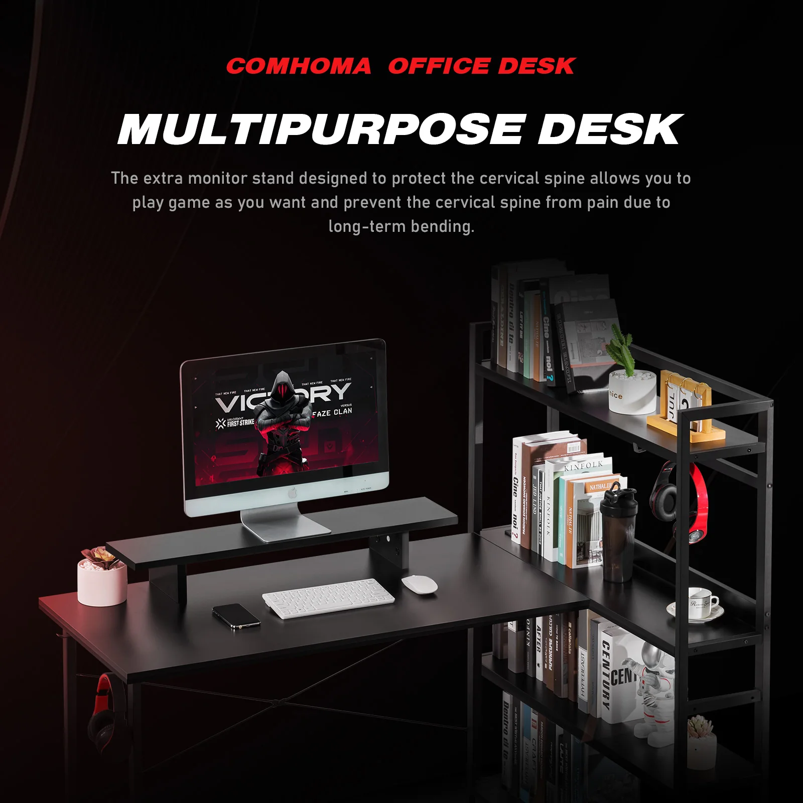 L-Shaped LED Gaming Desk with Monitor Stand - Image 8