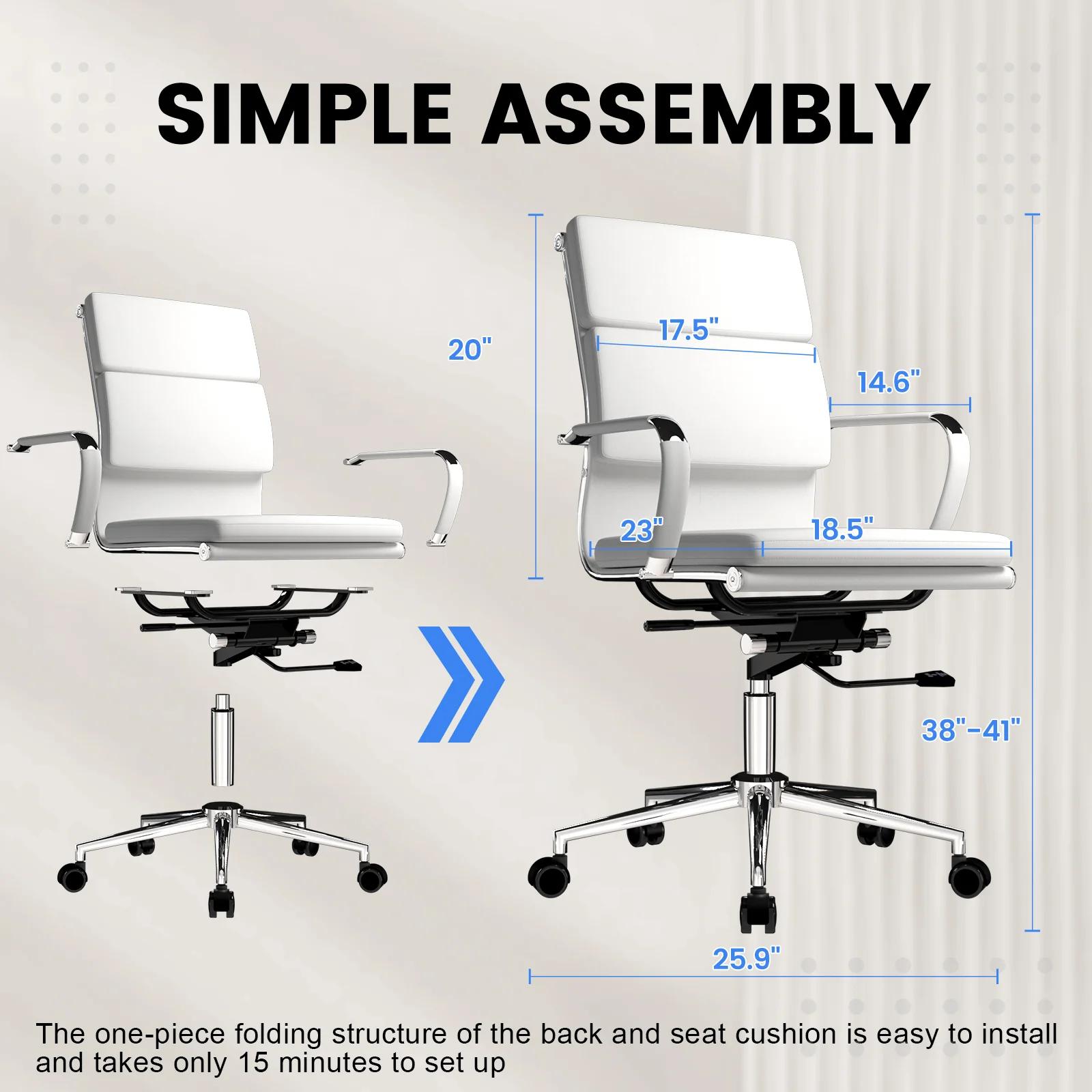 COMHOMA Mid Back Cushioned Office Chair CH017 - Image 5