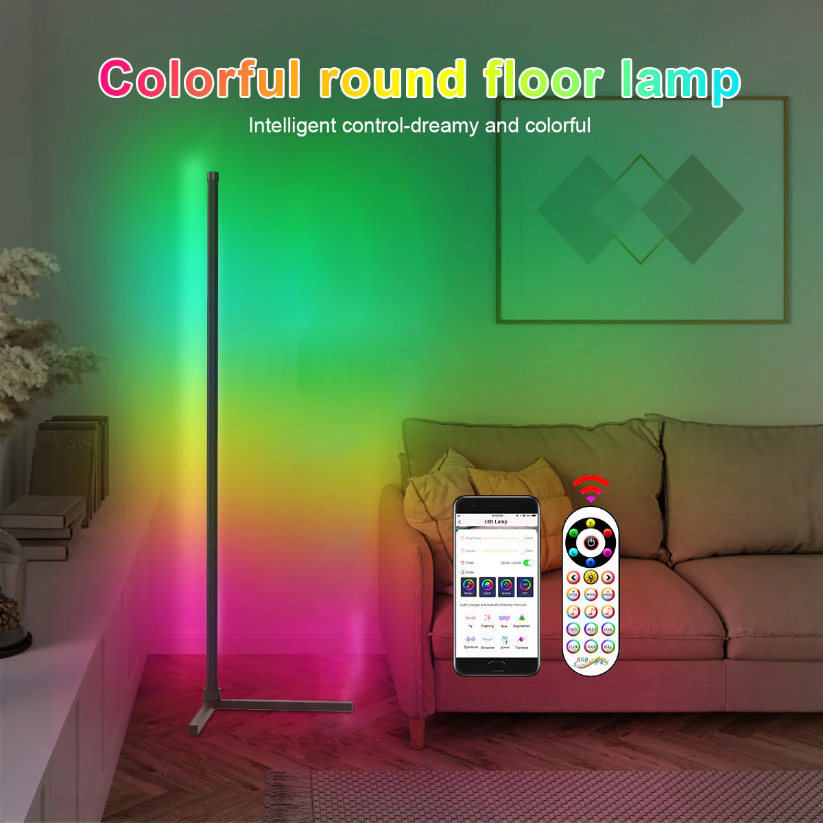 Modern RGB Corner Floor Lamp GT050 - Image 6