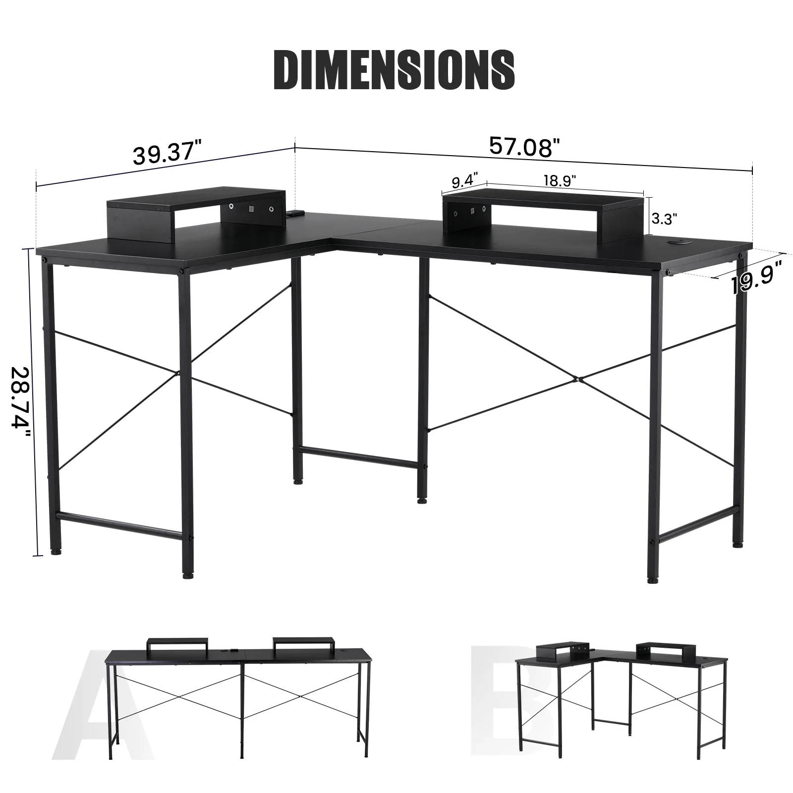 L-shaped Series RGB Gaming Desk GTZ-410 - Image 14