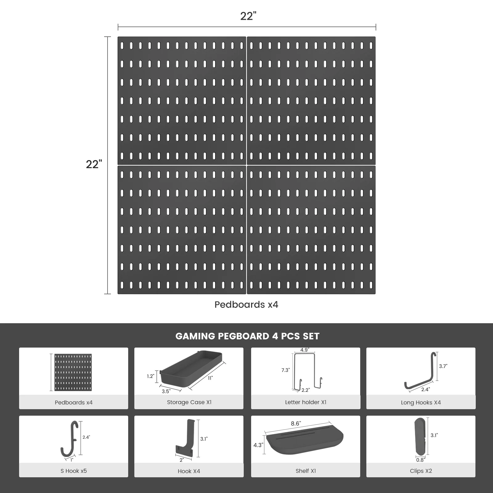 Wall Mounted Gaming Pegboards 4Pcs Set - Image 4